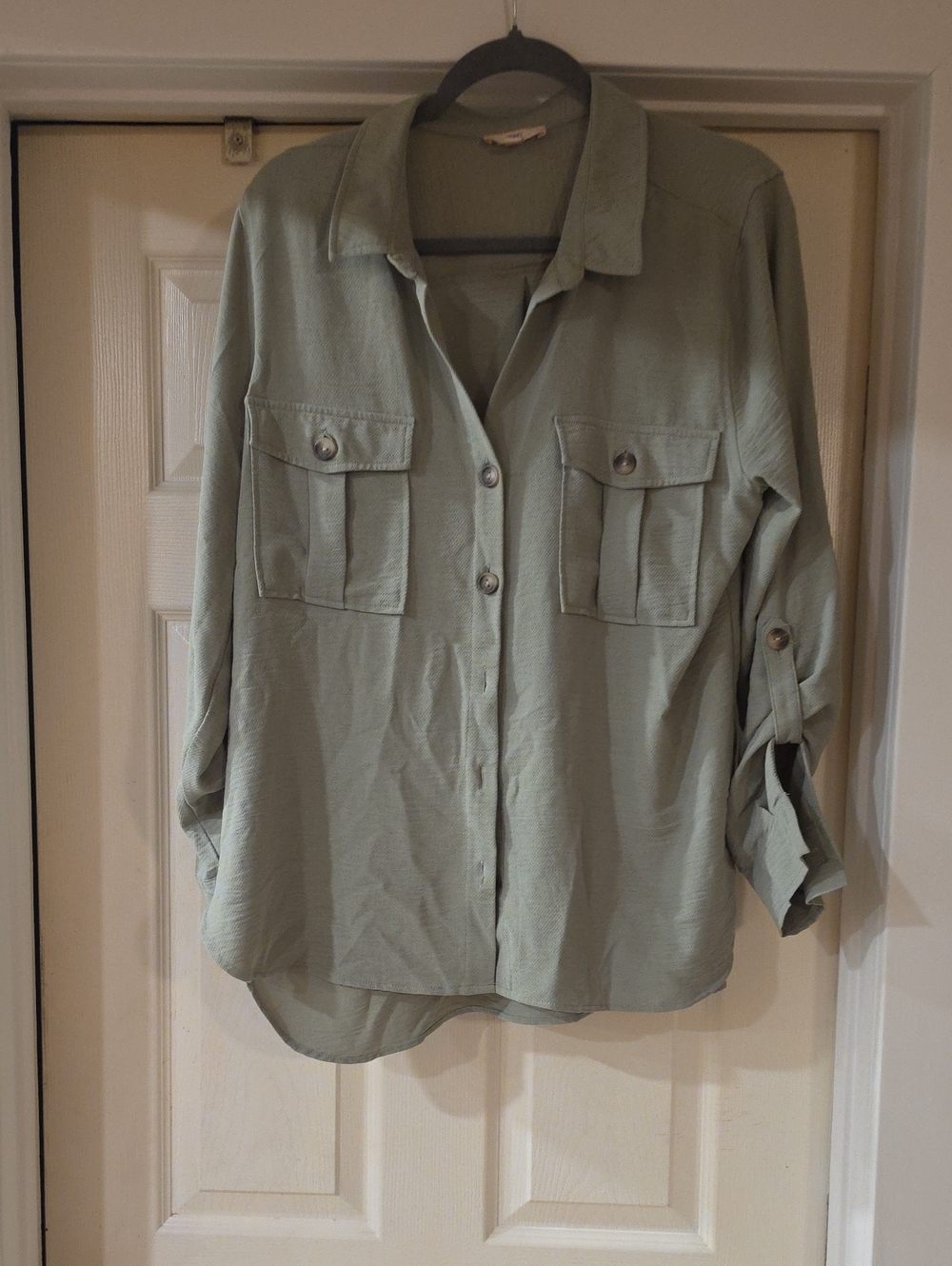 Light Sage Button-Front Women's Shirt